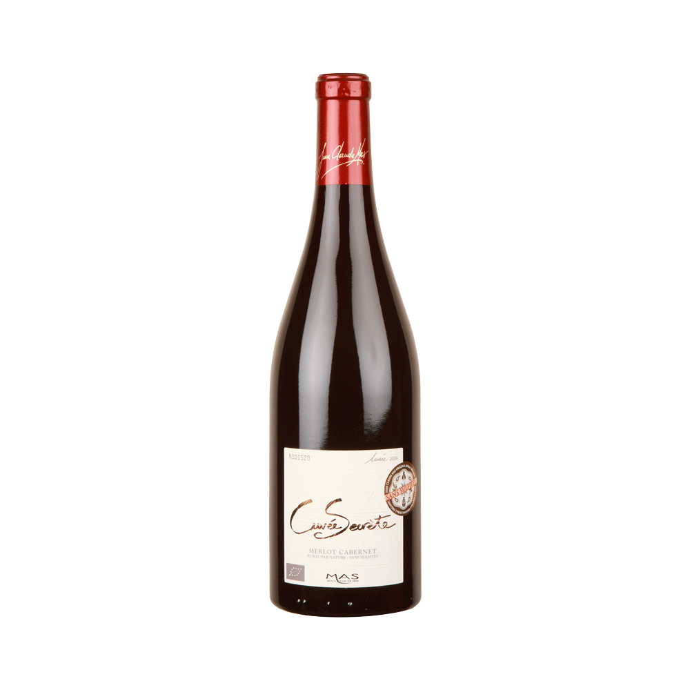 Bottle of Paul Mas Cuvée Secrète No Added Sulphur Merlot Cabernet Wine