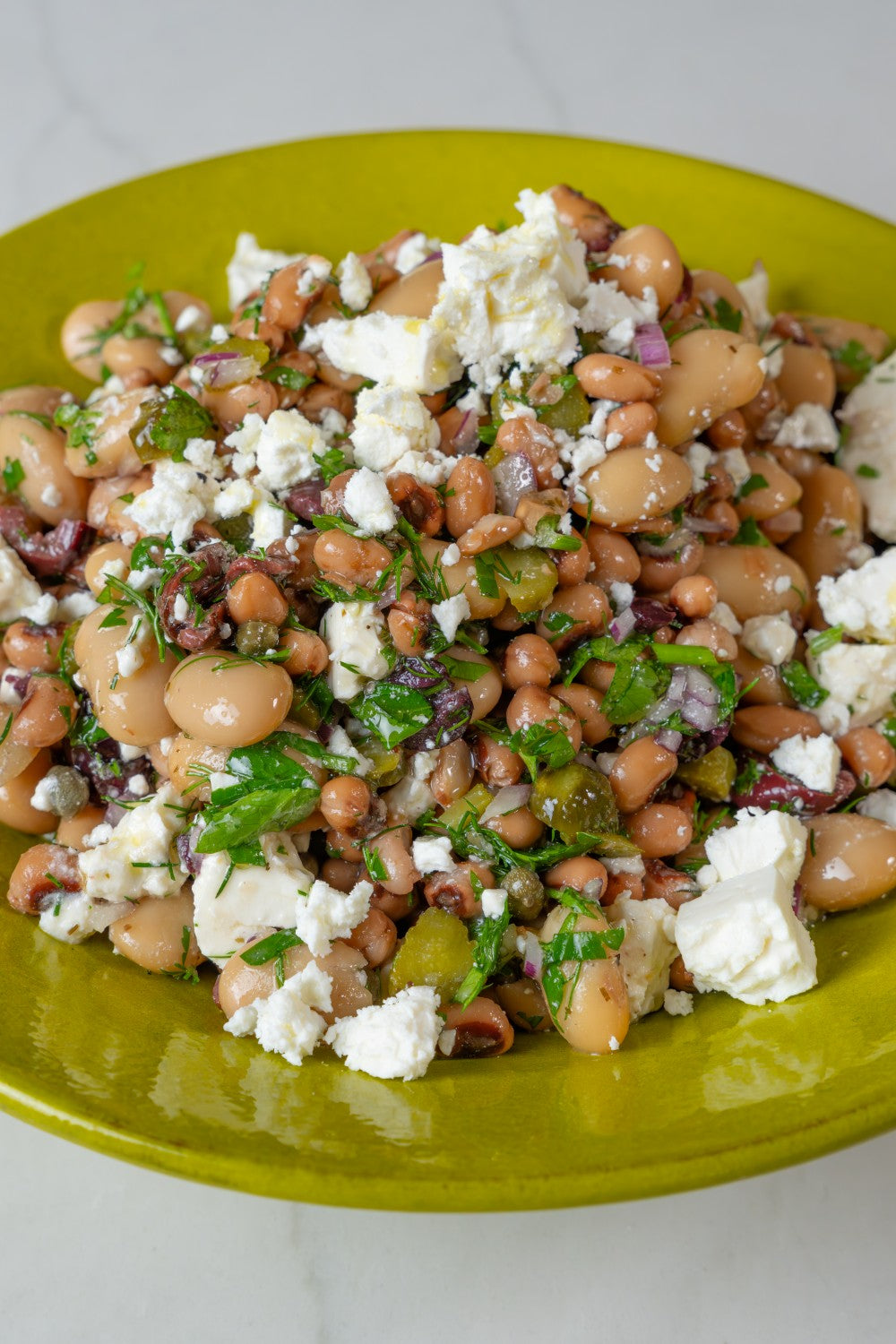 Mixed Beans & Feta Salad with Lemon & Dill Dressing