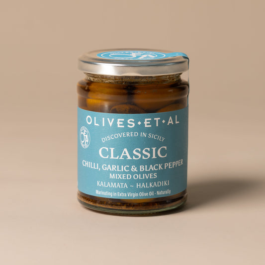Classic Chilli & Garlic Whole Olives in Extra Virgin Olive Oil - Olives Et Al