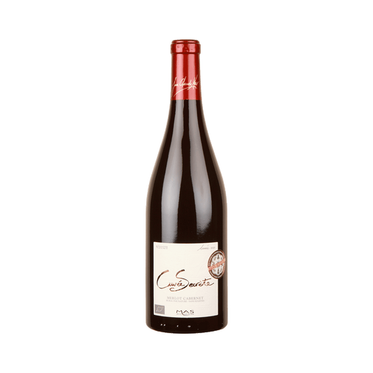 Bottle of Paul Mas Cuvée Secrète No Added Sulphur Merlot Cabernet Wine