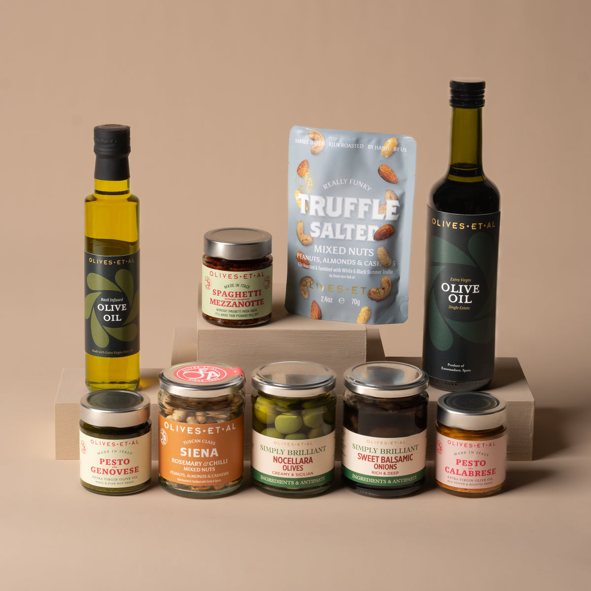 Italian Kitchen Hamper with olive oils, pestos, olives, pasta and kiln roasted nuts