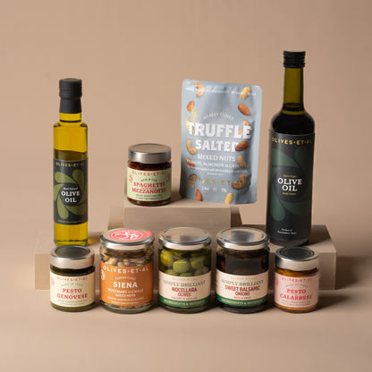 Italian Kitchen Hamper with olive oils, pestos, olives, pasta and kiln roasted nuts