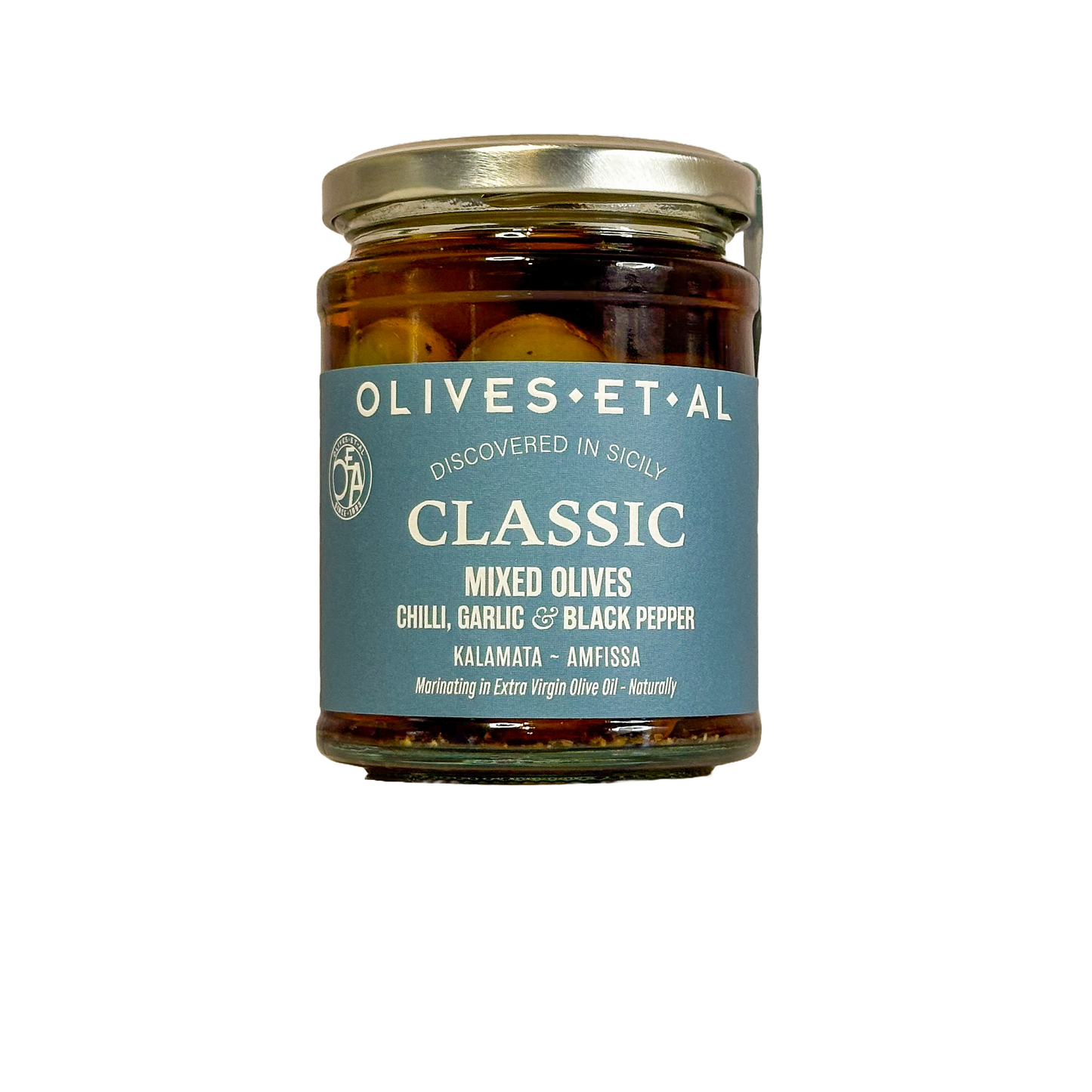 Classic Chilli & Garlic Whole Olives in Extra Virgin Olive Oil