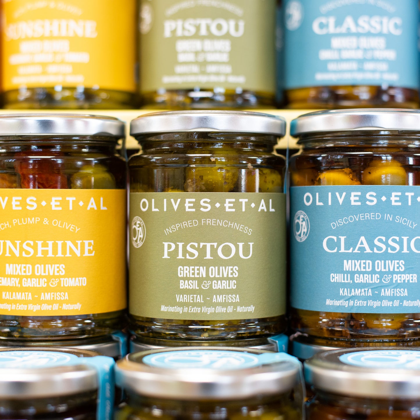 Pistou Basil & Garlic Whole Olives in Extra Virgin Olive Oil