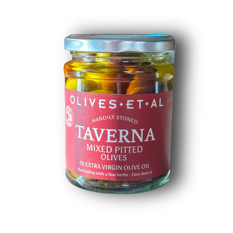 Taverna Mixed Pitted Olives in Extra Virgin Olive Oil