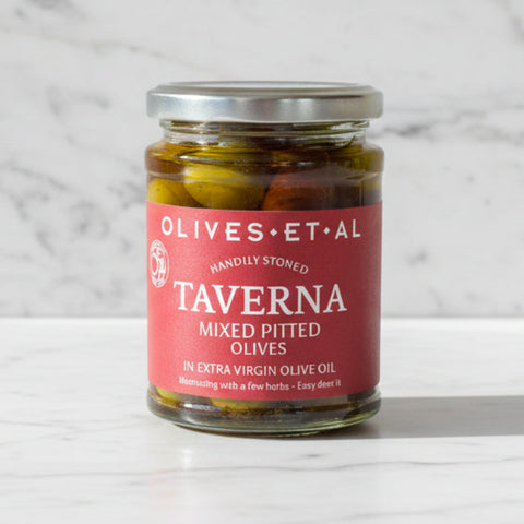 Taverna Mixed Pitted Olives in Extra Virgin Olive Oil