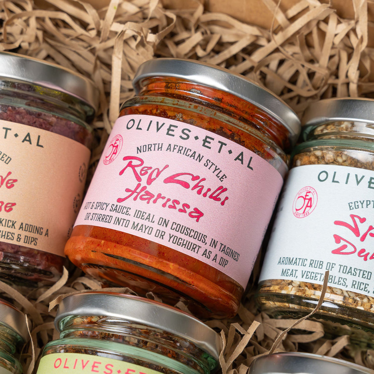 Jars of Olives Et Al spices and seasonings in a gift box
