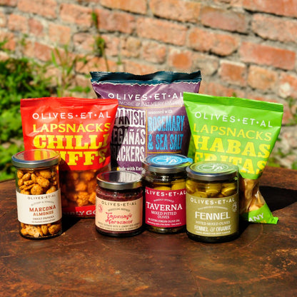 BBQ snacks bundle on BBQ with brick wall background 