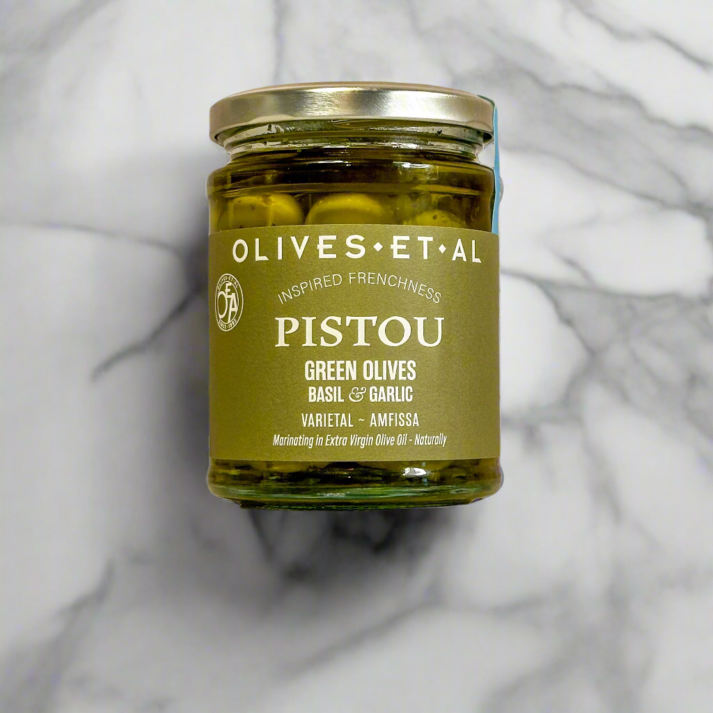 Jar of Pistou Basil & Garlic Whole Olives