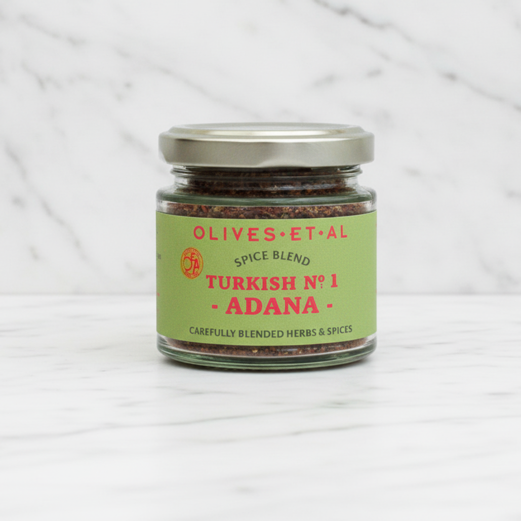 adana kebab spice blend on white marble background
