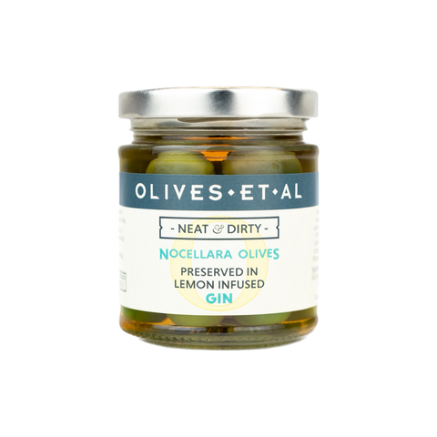 Jar of Lemon Gin Infused Olives
